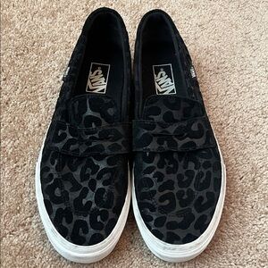 Vans Style 53 Black Embossed Leopard Slip On Sneakers